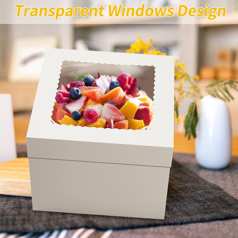 4 Pack Cake Boxes 12 Inch, Disposable Cake Transport Container, Cake Carrier,... gallery