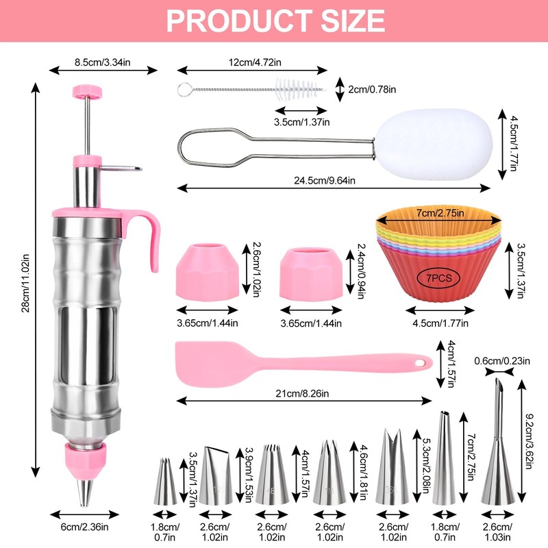 Dessert Decorating Set, Stainless Frosting Piping Kit with 7 Piping Tips & 7 ... gallery