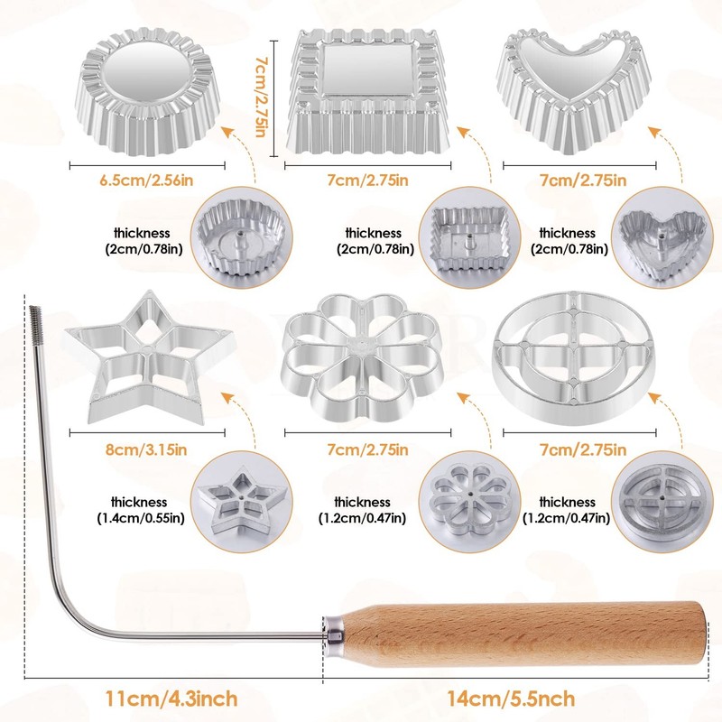 7 Pieces Rosette Iron Set Bunuelos Mold With Handle Lotus Flower Bunuelos Cookie gallery