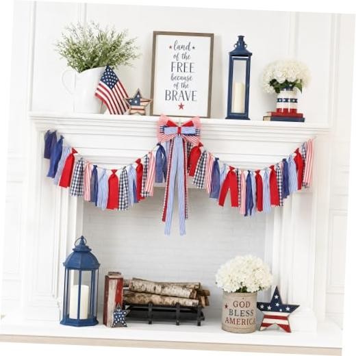 Sincere Party 4th of July Patriotic Indoor Outdoor Giant Bow Garland