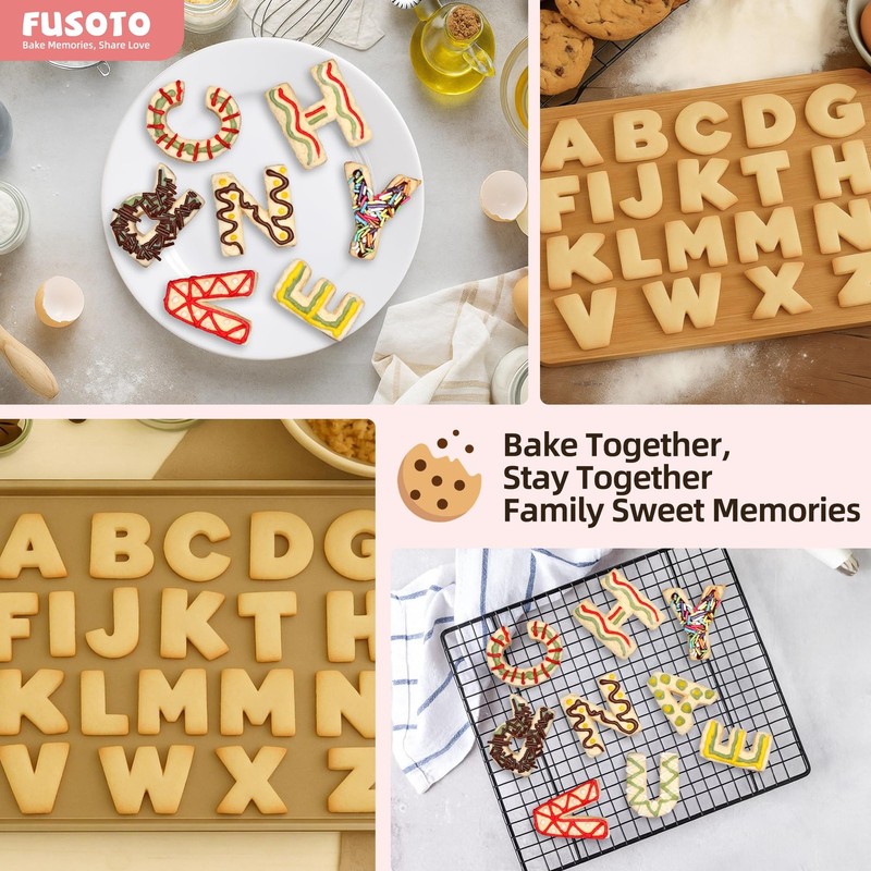 FUSOTO 26PCS Alphabet Letters Cookie Cutters Set, DIY Alphabet Cake&Cookie, S... gallery