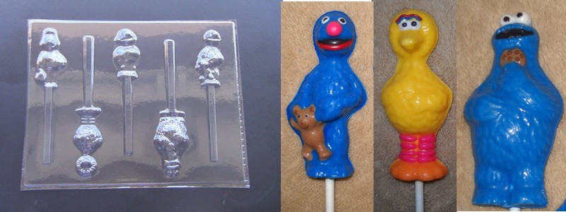 Sesame Street Lollipop Grover Big Bird Ernie Chocolate Candy Soap Crayon Mold