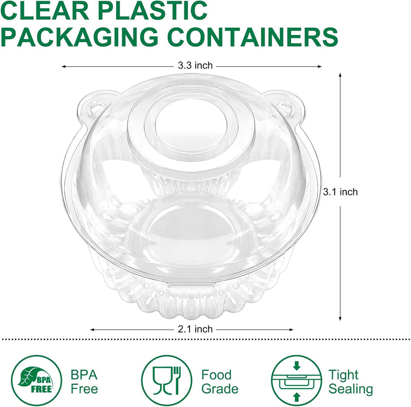 Individual Cupcake Containers 50 100 150 Pack Clear Dome Hinged gallery