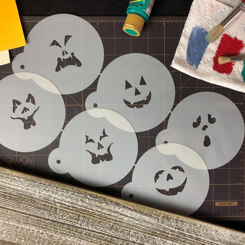 Pumpkin Halloween Faces Cake Stencils Beige Semi Transparent Decor Tool gallery