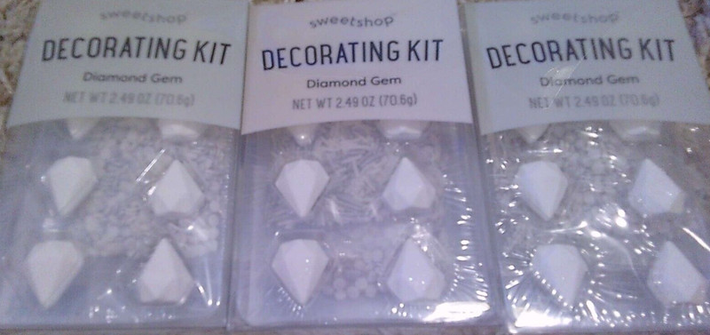 3 NEW packs sweetshop cake cupcake decorating kits white diamond gem & sprinkles