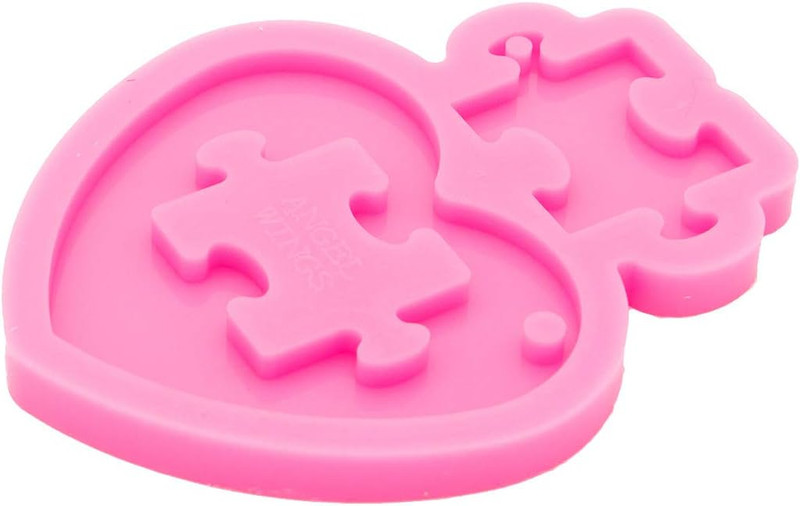 Heart Puzzle Silicone Mold Making DIY Cake Decoration Luggage Tag Mold Necklace gallery