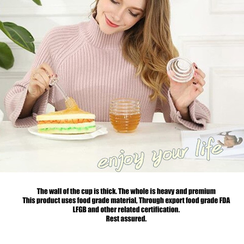Transparent Plastic Beehive Shape Honey Pot Jar Dipper Lid Syrup Dispenser gallery