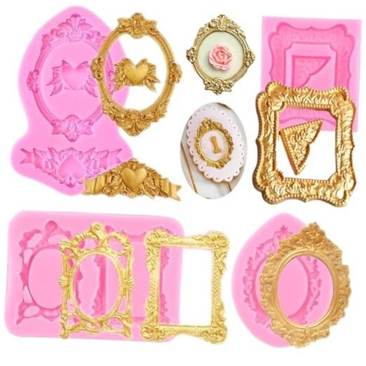 Photo Frame Fondant Molds Picture Frames Silicone Mold Vintage Frame Molds 4pcs gallery