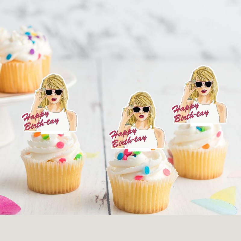 Taylor Swift Swiftie Eras Pre-cut Edible Stand-Up Wafer Card Cupcake Toppers