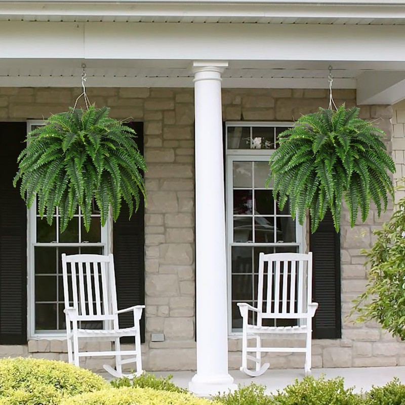 Dkaltm Single Silky Artificial Boston Fern Bush, 43Inch Large Artificial Ferns f gallery