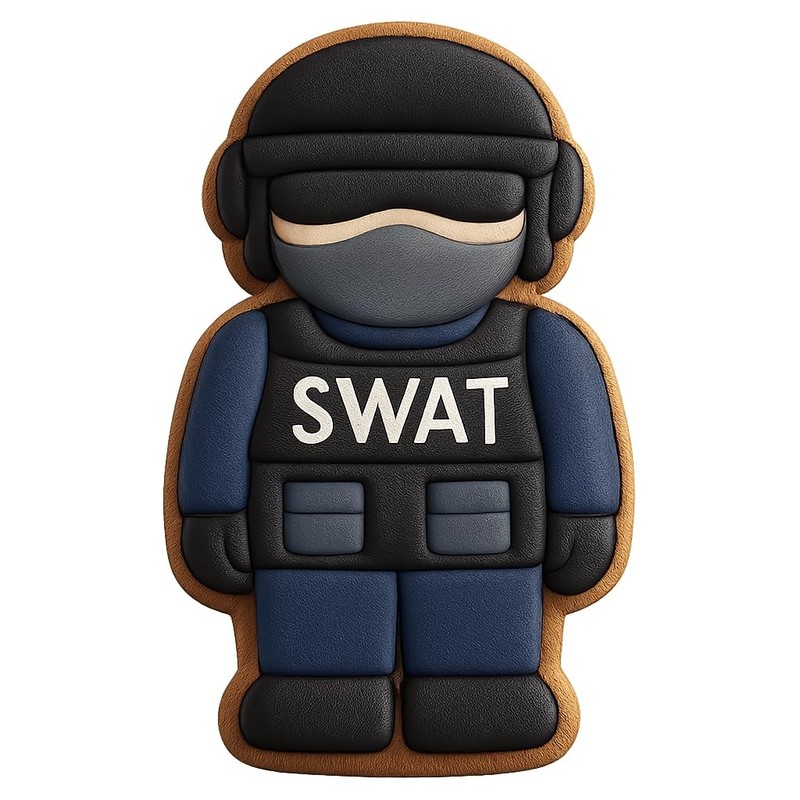 SWAT Team Officer Cookie Cutter & Stamp, Fondant & Clay Cutter - 2.5x4" gallery
