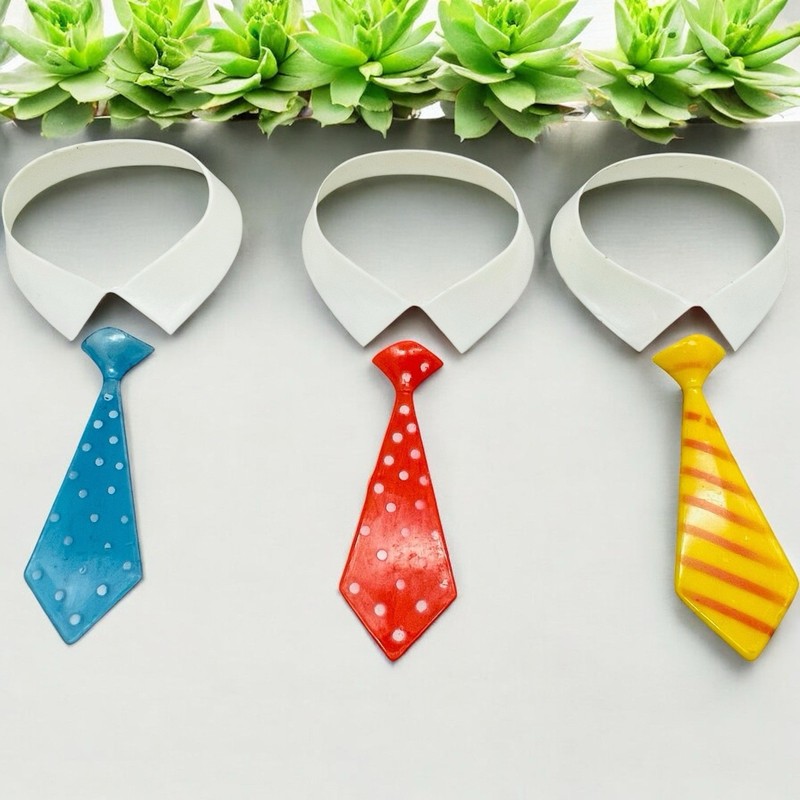 ONE Vtg FATHER’S DAY Cake Decoration Plastic Necktie Shirt Collar Tie Hong Kong