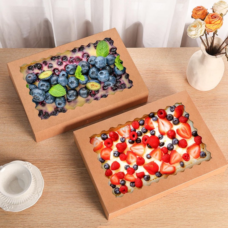 Cookie Boxes Large Bakery Window 36 PCS 9x6x2.5 Inch Brown Pastry Dessert Pack gallery