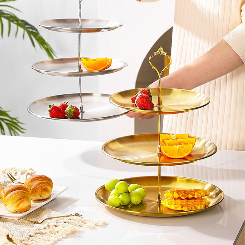 Stainless Steel 3 Tier Cupcake Stand, Tiered Trays Three Layer Cake Stand 3 Tier gallery
