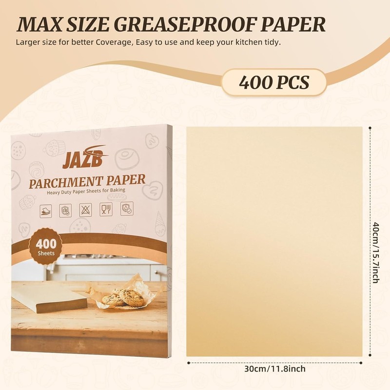 JAZB 400 Pcs Parchment Paper Sheets 12x 16 Inches, Pre Cut Parchment Paper gallery