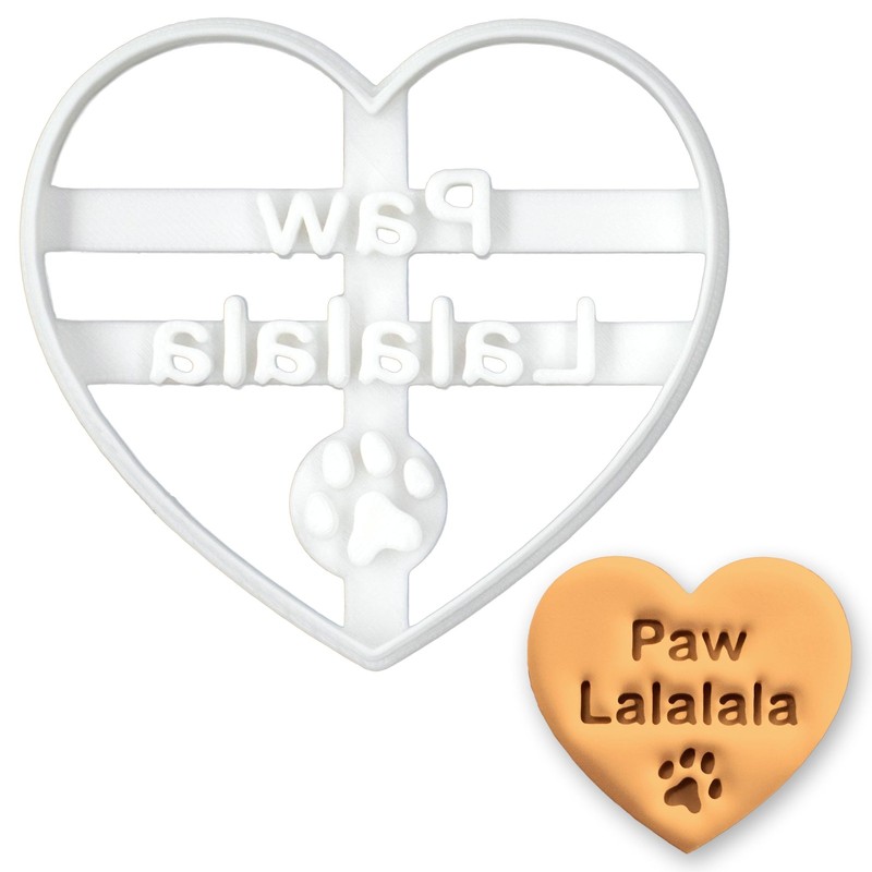 Paw Lalalala Heart Cookie Cutter – Christmas Dog Treat Biscuit Cutter with Pa…