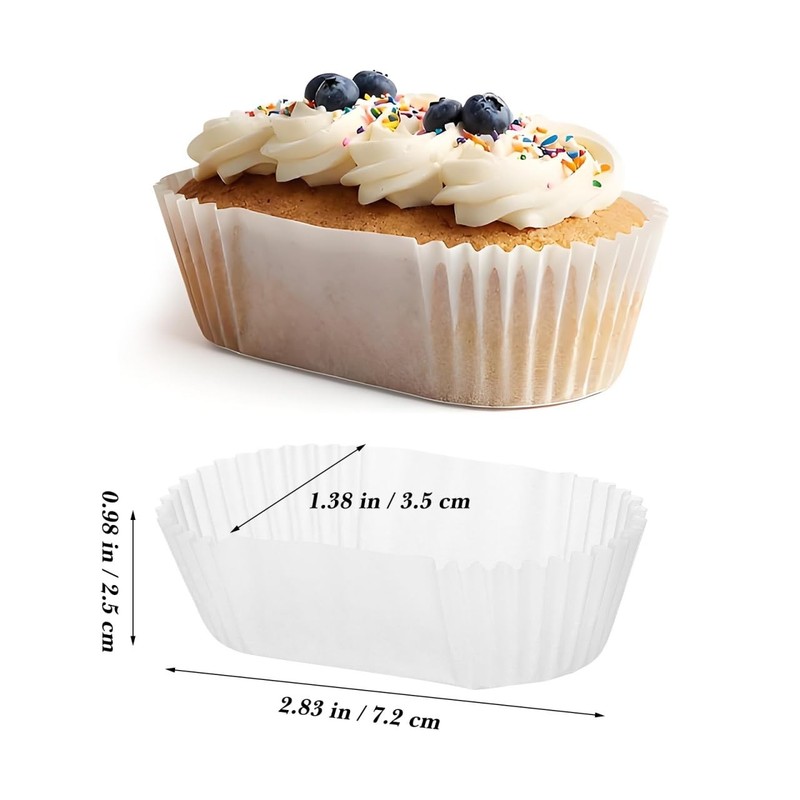 1000Pcs Oval Cake Paper Cups Grease Proof Cupcake 7.20X3.50X2.50CM, White gallery