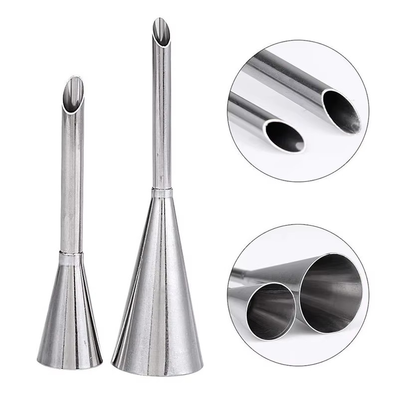1/4Pcs Stainless Steel Puff Cream Nozzles Cake Icing Piping Tip DIY Donut Pastry gallery