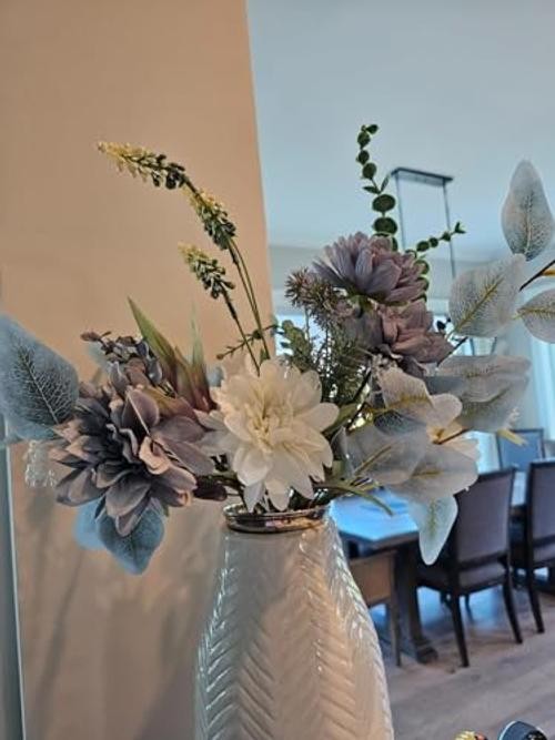 Fake Artificial Flowers Bouquet for Decoration, Silk Floral 1PCS Blue White gallery