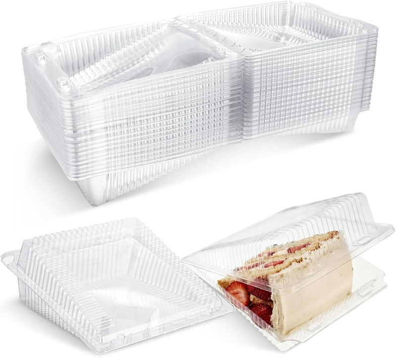 60 Pack Sideways Cake Slice Containers 6.6 X 7.5 X 3 Inch Clear Disposable Plast gallery