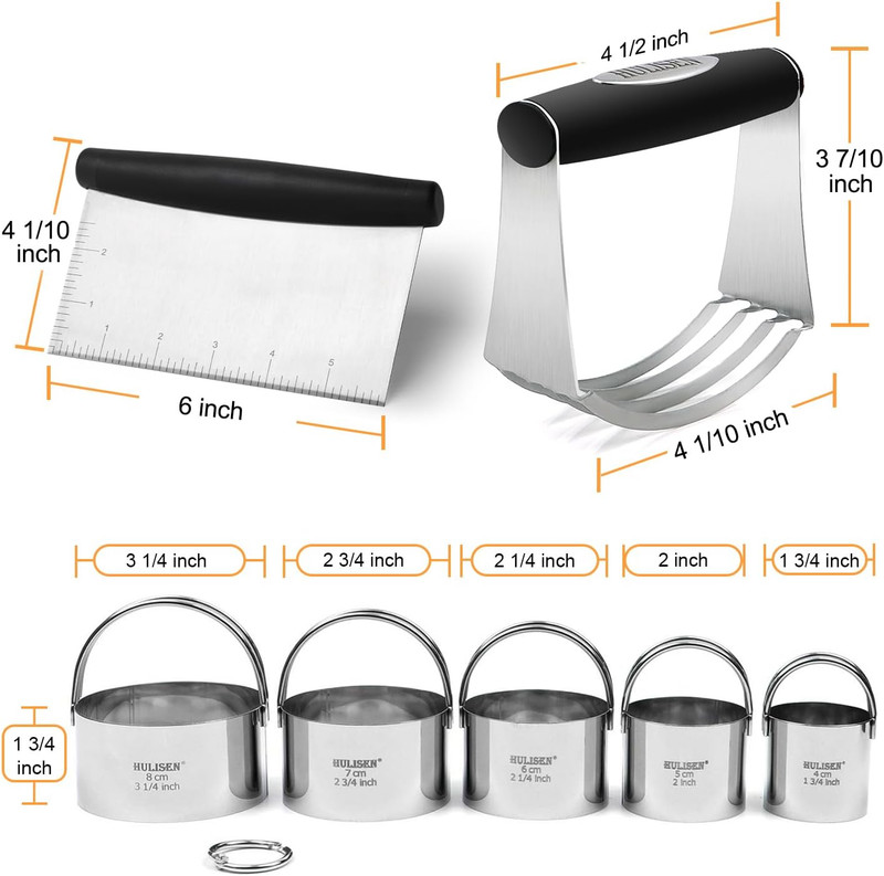 Stainless Steel Biscuit Cutter Set, Silicone Mat, Pastry Scraper and Dough Blend gallery