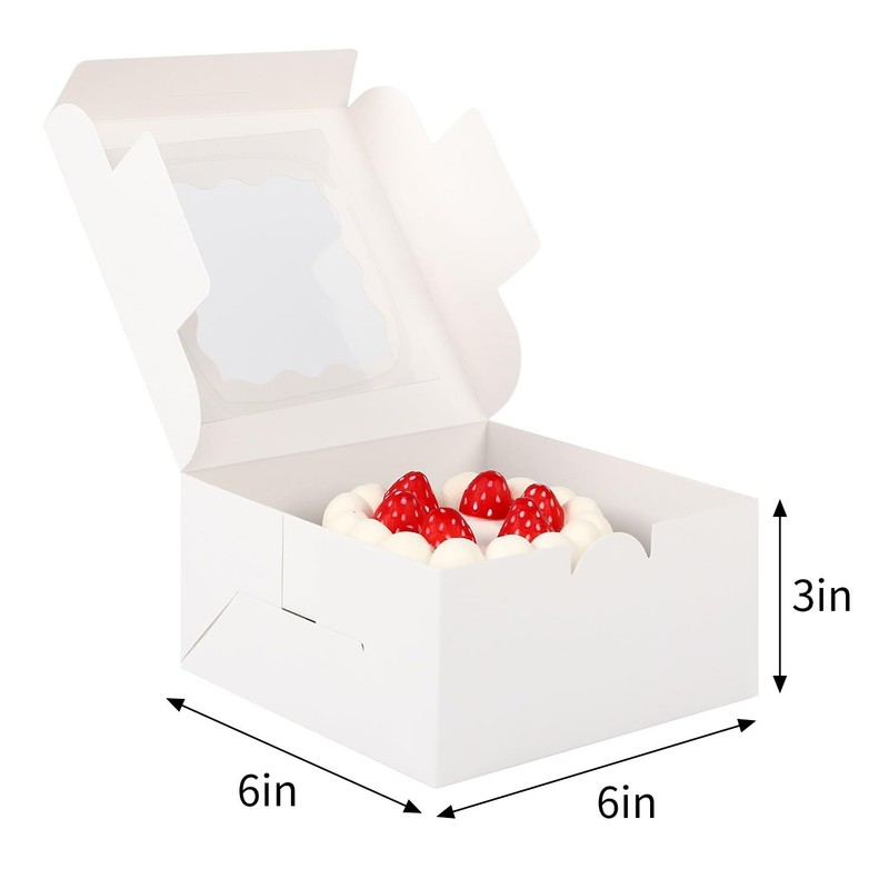 Moretoes 30pcs Bakery Boxes 6x6x3 Inches Cookie Box with Window for Valentine... gallery