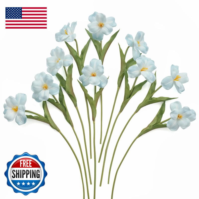 Tinge Time 10Pcs Fake Flowers 15.3 Blooming Tulips Artificial Flowers Real