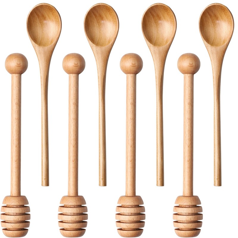 4pcs 6inch Honey Dipper Stick,Long Handle Coffee Stirring Spoons,Wooden Honey…