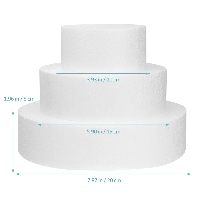 3-Tier Round Foam Cake Dummies for Decorating Wedding Birthday Party Cake gallery