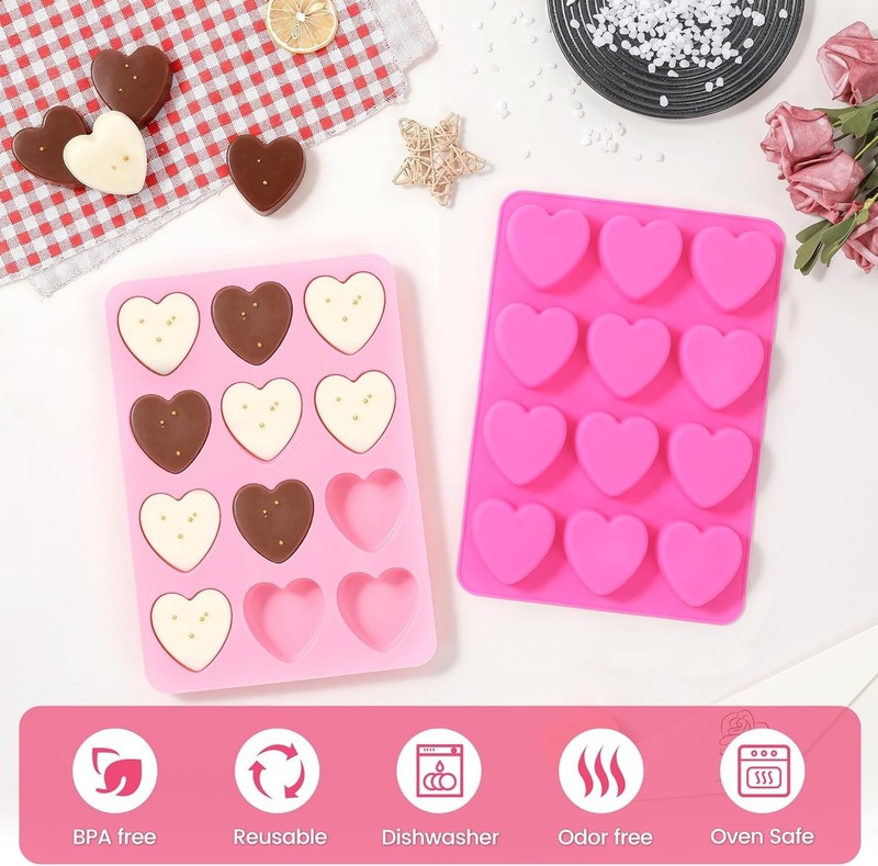 Heart-Shaped Silicone Chocolate Molds - Set of 2 Non-Stick Candy Heart Molds ... gallery