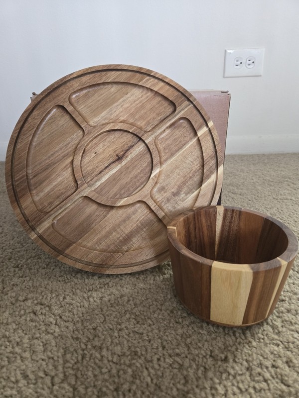 Acacia Wood Cake Stand with Lid - 12 Inch Round Cake Stand, 2-in-1 Display Set gallery