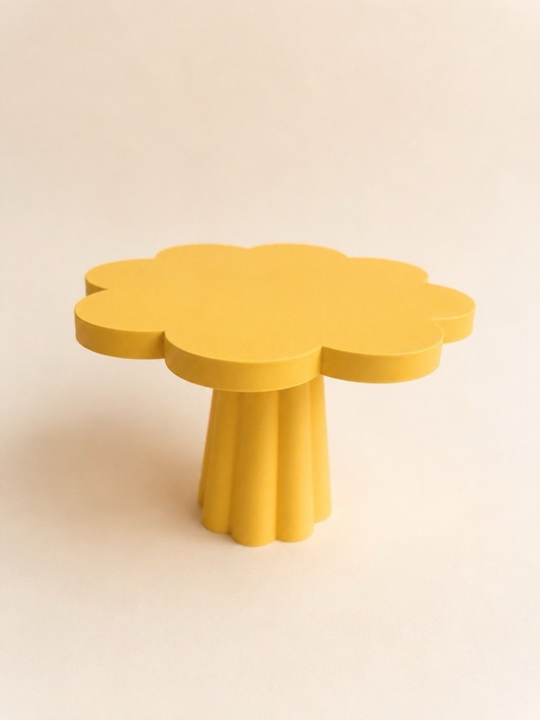 Yellow Flower-Shaped Wooden Pedestal Cake Stand, 1 Tier, Painted, 12 in gallery