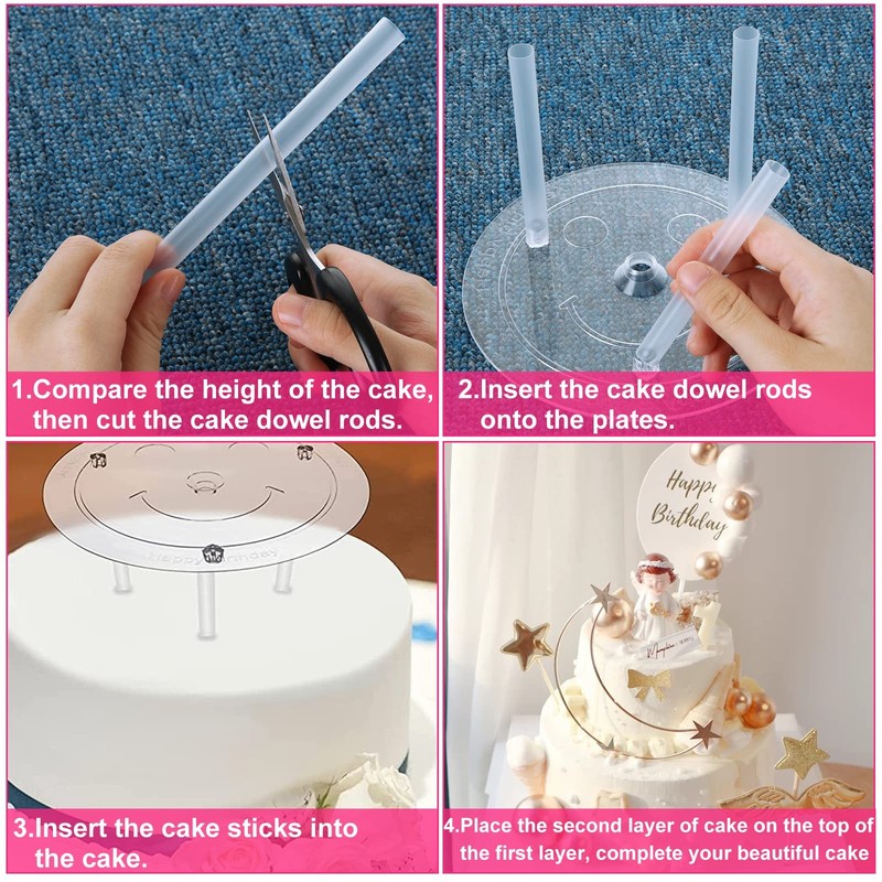 80Pcs Cake Tier Stacking Kit 10Pcs Clear Cake Separator Plates for 4, 6, 8, 1... gallery