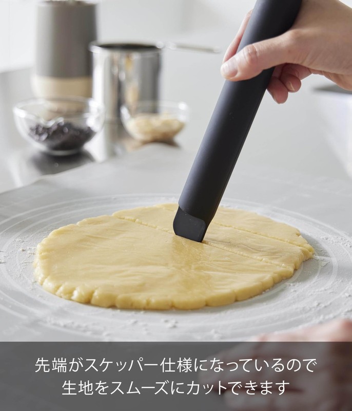 Silicone rolling pin with scraper black W3 x D3 x H30cm tower stretching/cutting gallery