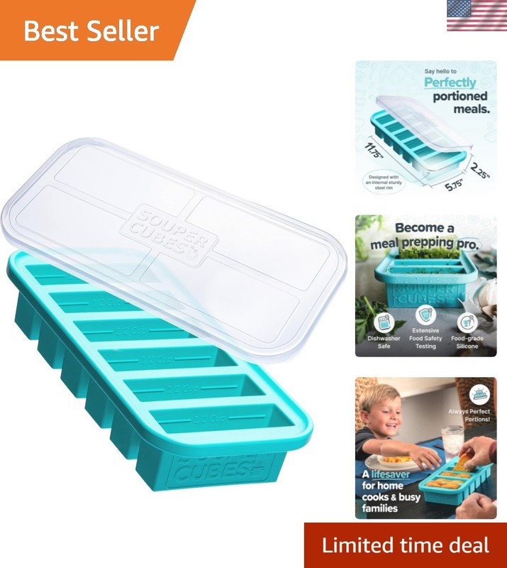 Aqua 1/2 Cup Silicone Freezer Mold – Perfect for Meal Prepping & Food Storage