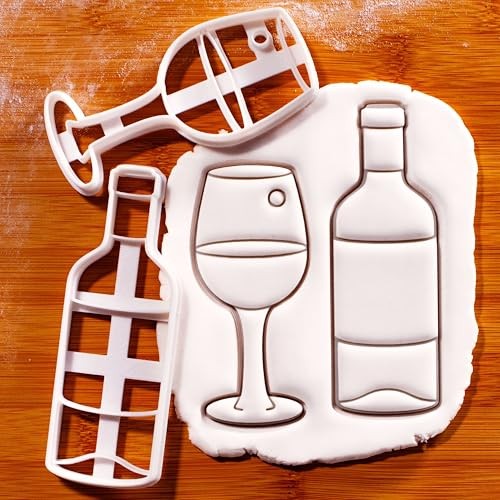 Set of 2 Wine Glass and Bottle Cookie Cutters – Wine Lover Fondant Cutters gallery