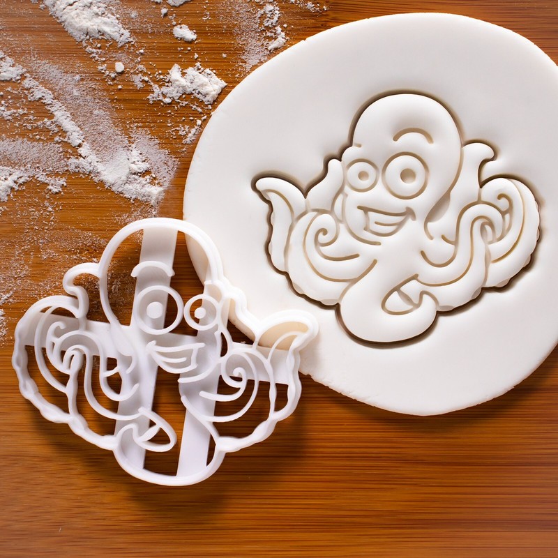 Set of 4 Cute Dolphin, Whale, Shark, Octopus Cookie Cutters - nautical ocean gallery