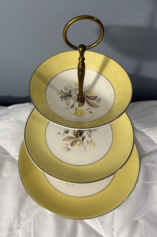 Vintage 3 Tier Dessert Stand Floral China Tea Party Cupcake Serving Tray gallery