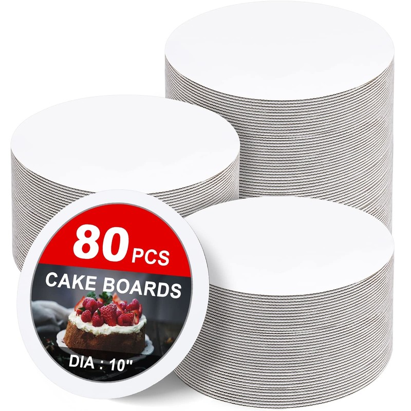 80pack Cake Boards 10 Inch Round White Cake Circles Rounds Base Foodgrade Cardbo