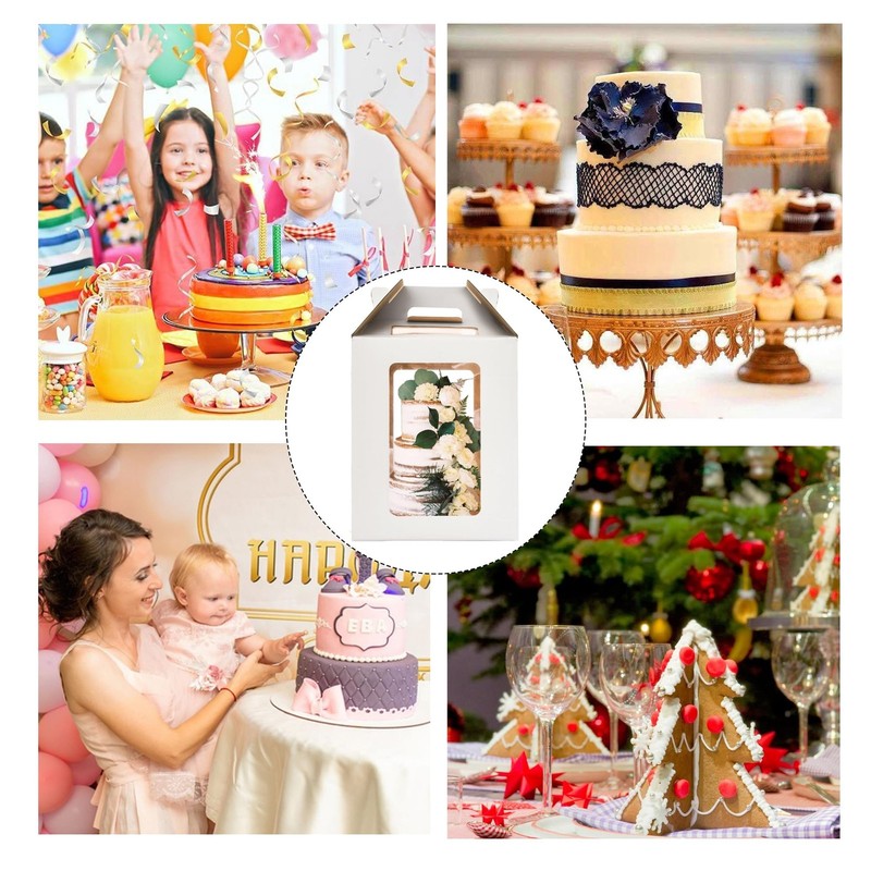 2 Pack 12x12x14 inch Tall Cake Boxes with Windows Large Tiered Cake Carrier gallery