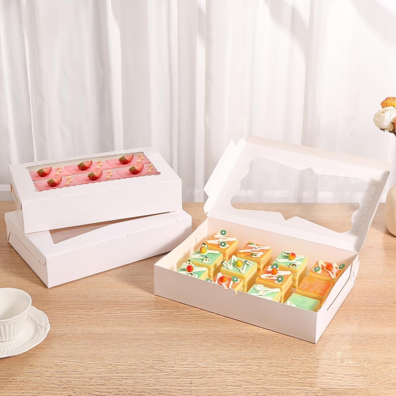 12 PCS Bakery Cookie Boxes 3 Style Window Treat Chocolate Fits 12x8x2.5 Inch gallery