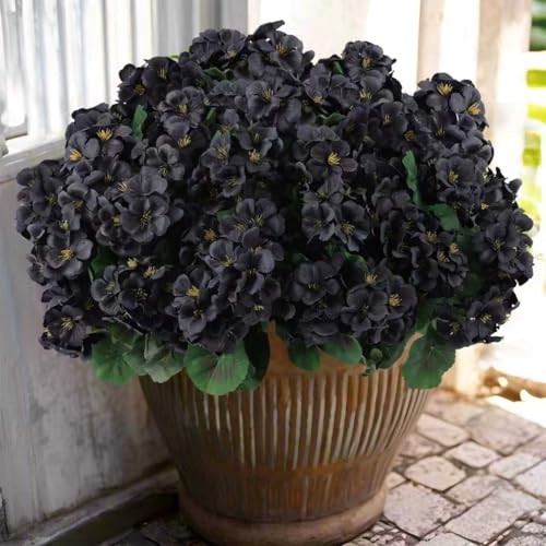 Pcs Artificial Geranium Flowers for Outdoors Geranium Silk Flowers 6 Black