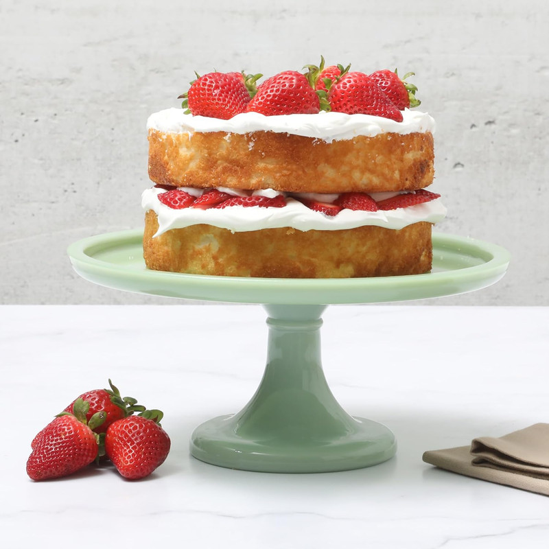 Highbrook 10-Inch Jadeite Cake Stand with Glass Dome – Vintage-Style Pedestal De gallery