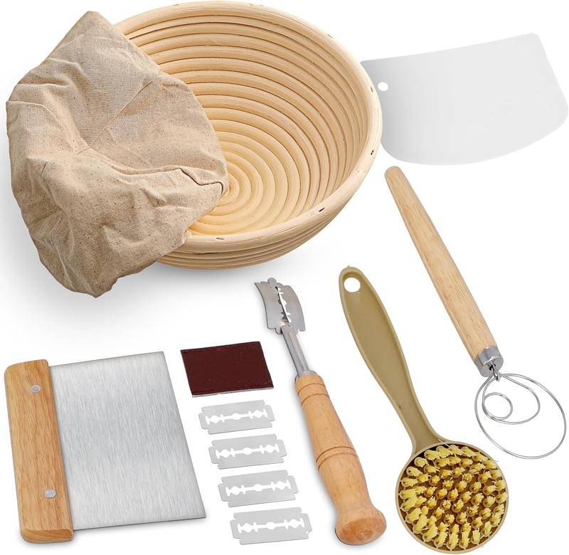 Bread Proofing Basket, Round 9-Inch Banneton Sourdough Starter Kit