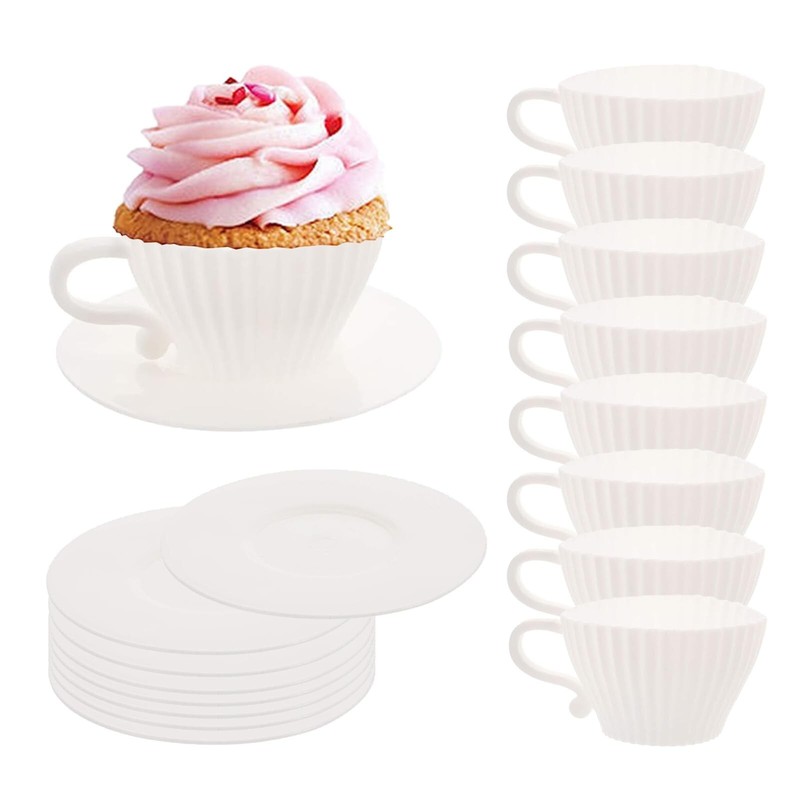 Silicone Muffin Cups for Baking, 16 Pcs Teacup Cupcake Liners, Reusable Muffi…