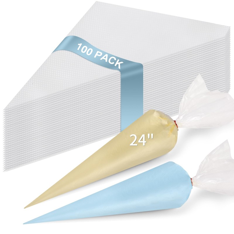 24 Inch Extra Large Piping Bags Disposable, 100 Pieces 24in – 100 Pack, Clear