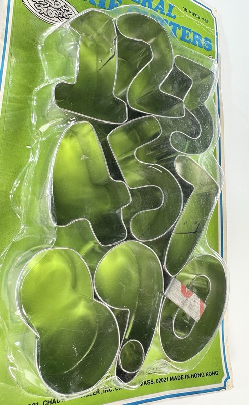 Vintage Chadwick Number Cookie Cutter Tin Cutters Numbers Numeral Set NOS 1981 gallery