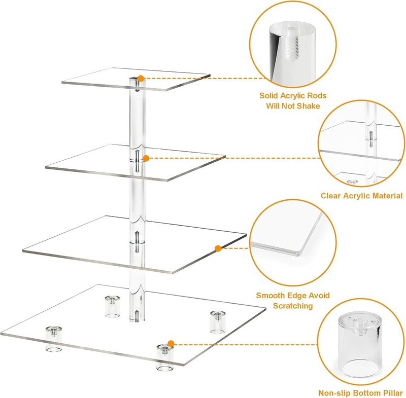 Cupcake Stand 4 Tier Cupcake Stand 50 Cupcakes Square Tiered Cupcake Tower Clear gallery
