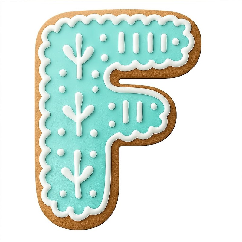 Bubble Style Letter 5" Fancy F Cookie Cutter & Stamp, Fondant & Clay - 4.1x5" gallery