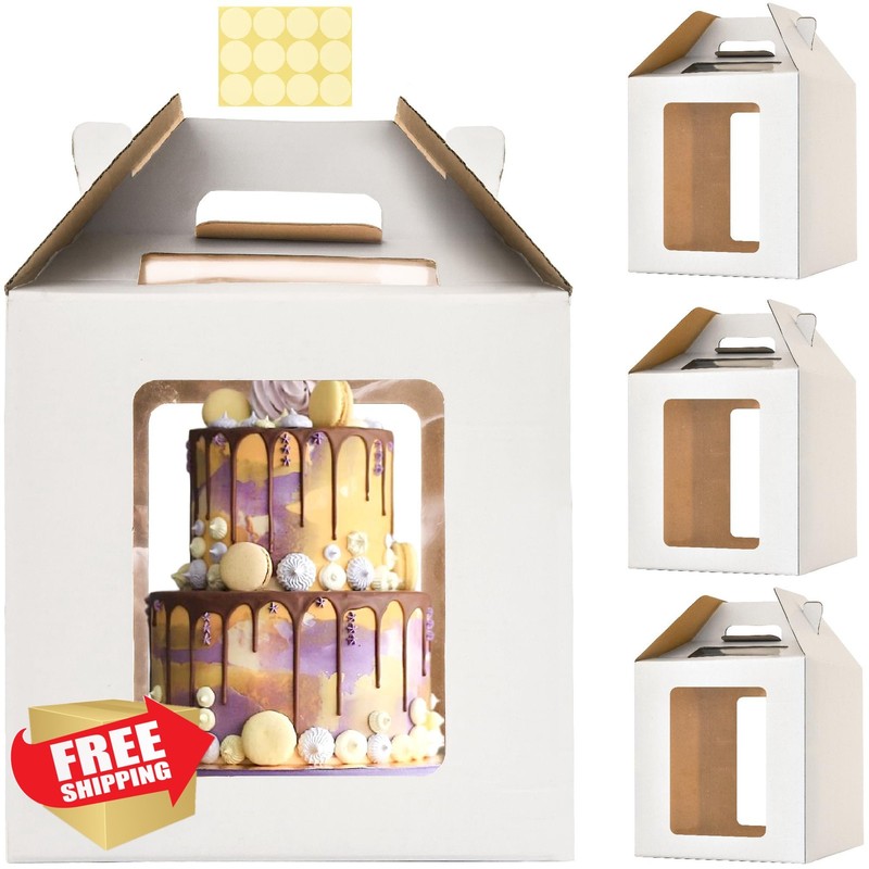 Yinlinsta 14x14x14 Inch Tier Cake Box White 3 Pack